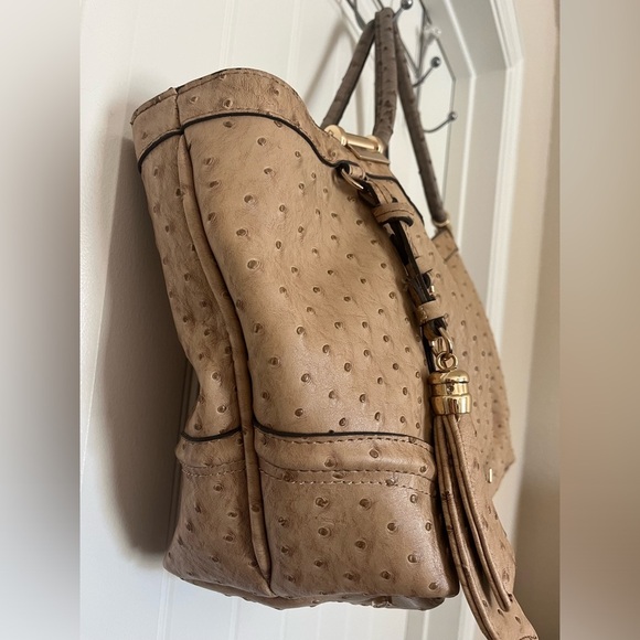 IVANKA TRUMP Beige Faux Ostrich Vegan Leather Shoulder Bag - Picture 10 of 16